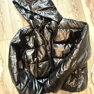 J. Crew Kids Shiny Black Puffer Coat